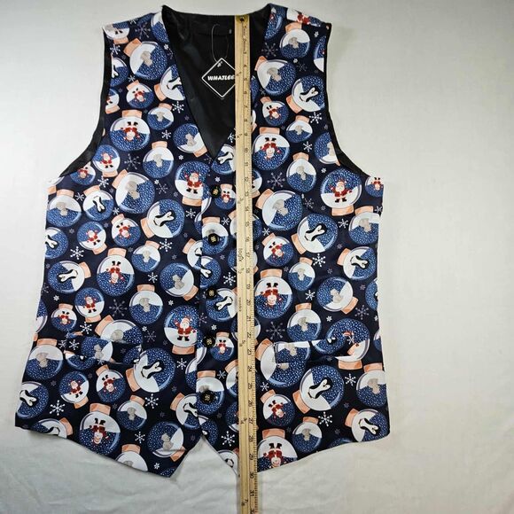 Whatlee’s Men’s XXL Ugly Christmas Vest Snowglobes Santa Penguins Bears NWT - Picture 5 of 6